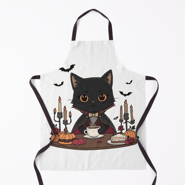 Item preview, Cute Vampire Black Cat Drinking Coffee | Gothic Halloween Illustration designed and sold by ColorClouds.