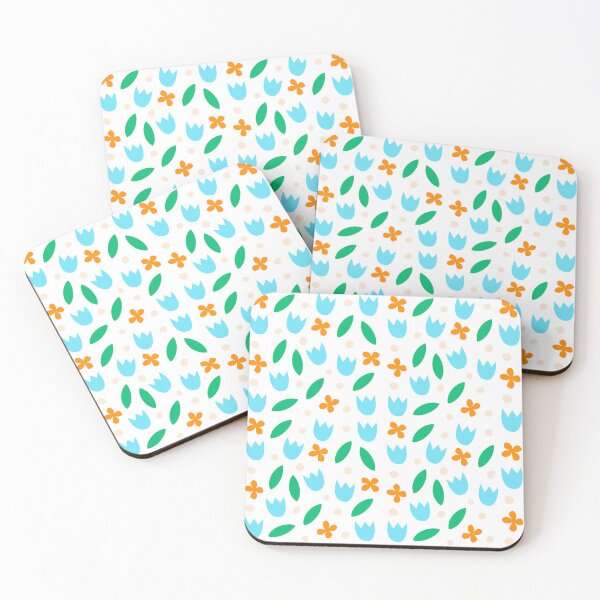 Item preview, Colorful Floral and Leaf Pattern Modern Nature Design with Blue and Orange Flowers designed and sold by Bloomie_Studio .
