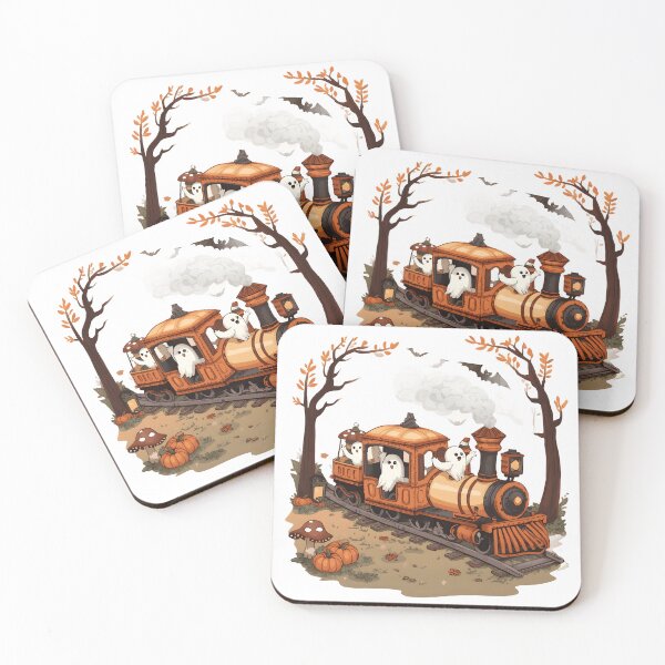 Item preview, Cute Ghost Pumpkin Train | Spooky Autumn Express Illustration designed and sold by ColorClouds.