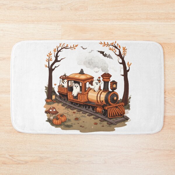 Item preview, Cute Ghost Pumpkin Train | Spooky Autumn Express Illustration designed and sold by ColorClouds.