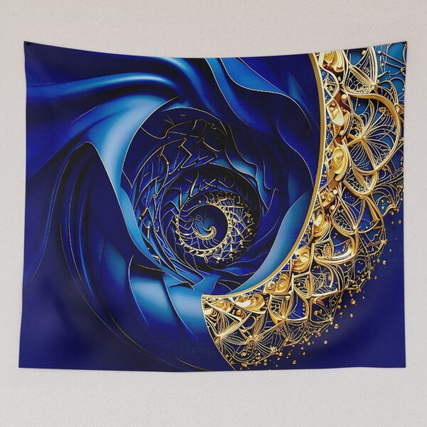 Item preview, Intricate Duality of Royal Navy Velvet and Gold Filigree designed and sold by Vicky Brago-Mitchell®.