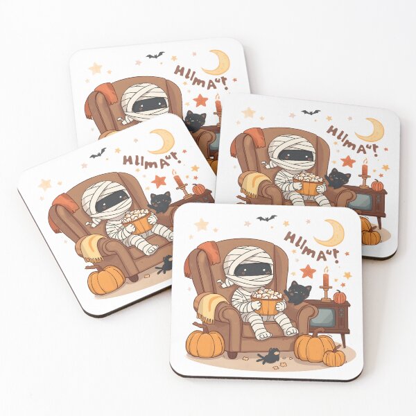 Item preview, Cute Mummy Spooky Movie Night | Cozy Halloween Popcorn Illustration designed and sold by ColorClouds.