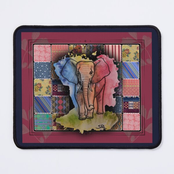 Item preview, Whimsical Elephant Patchwork Animal Art designed and sold by ArtistsAtticWI.