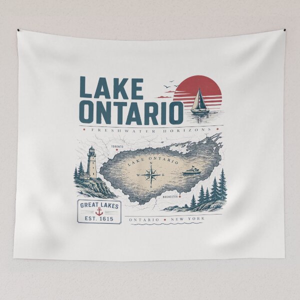 Item preview, Lake Ontario Map Vintage Lake Ontario Est 1615 designed and sold by AnitaBice.