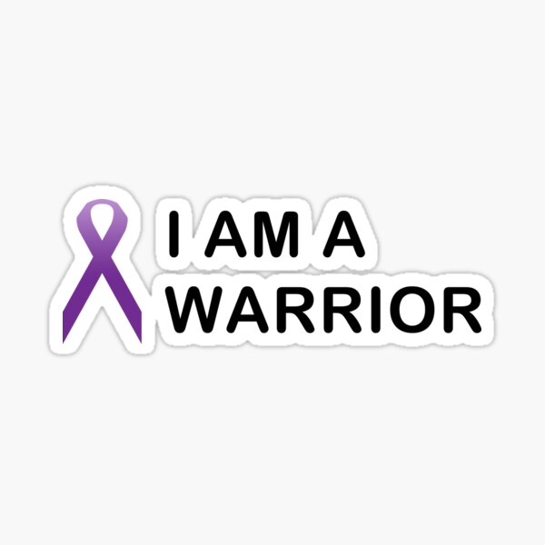 Purple Ribbon Awareness - I am a warrior - Fibromyalgia, Chronic Pain, Lupus, Alzheimers, Spoonie Sticker
