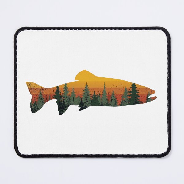 Item preview, Vintage Retro Trout Fishing Forest Sunset Silhouette - Distressed Nature Art designed and sold by Shopeon Designs.
