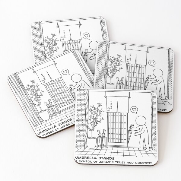 Item preview, Umbrella Stand at Japanese Restaurant Entrance — Japan Nostalgia Line Art designed and sold by japan-picto.