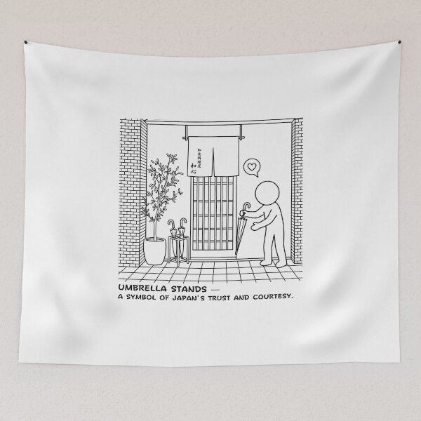 Item preview, Umbrella Stand at Japanese Restaurant Entrance — Japan Nostalgia Line Art designed and sold by japan-picto.