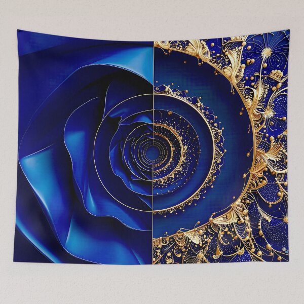 Item preview, Intricate Duality of Royal Navy Velvet and Gold Filigree designed and sold by Vicky Brago-Mitchell®.
