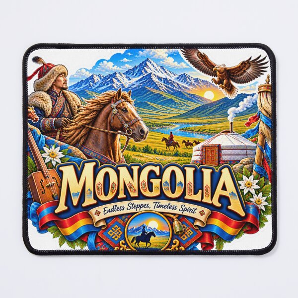 Item preview, Mongolia Travel Sticker | Steppe Horseman Morin Khuur Yurt & Eagle Badge designed and sold by alexcorporation.