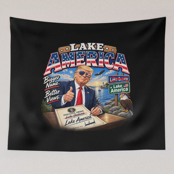 Item preview, Lake America - Trump Lake Ontario Renaming Satire designed and sold by EllyDinico.
