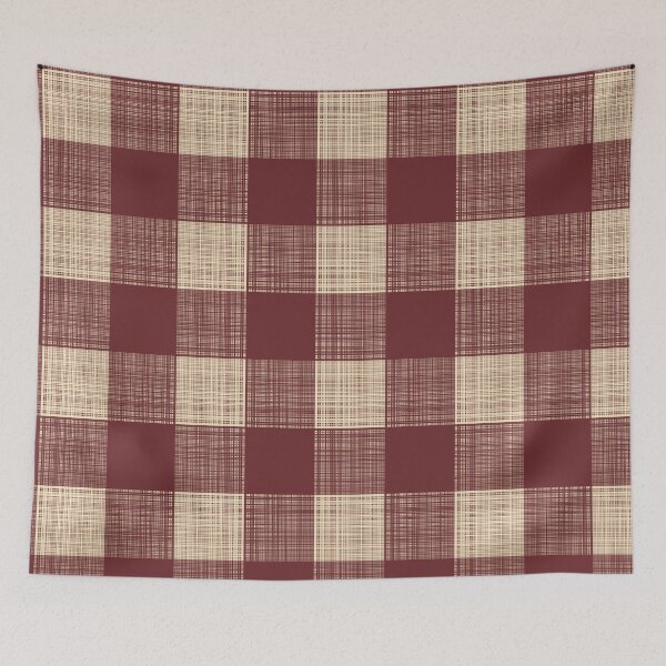 Item preview, Woven Texture Farmhouse Buffalo Check in Cream + Maroon designed and sold by YesterdayColl.