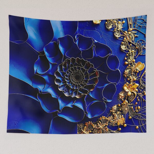Item preview, Intricate Duality of Royal Navy Velvet and Gold Filigree designed and sold by Vicky Brago-Mitchell®.