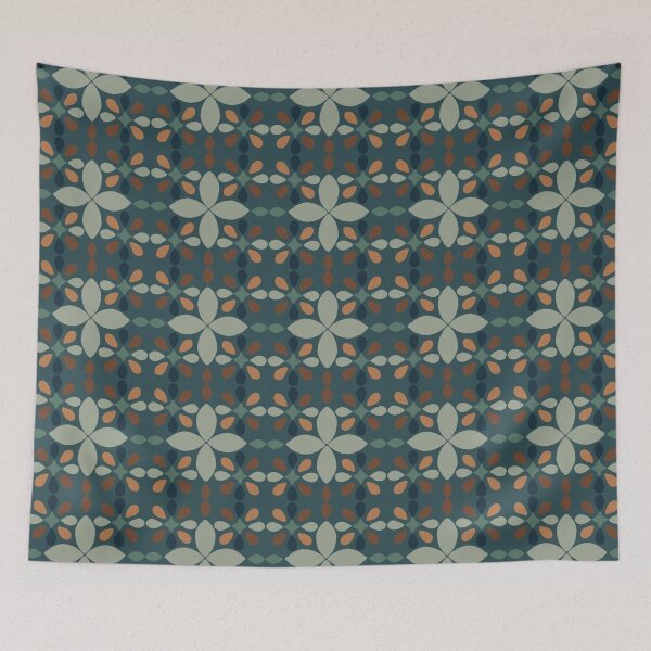 Item preview, Blue and beige floral pattern designed and sold by Ana Gorozpe.