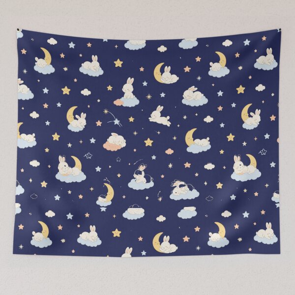 Item preview, Cute Bunny and Moon Seamless Pattern designed and sold by NuviBees.