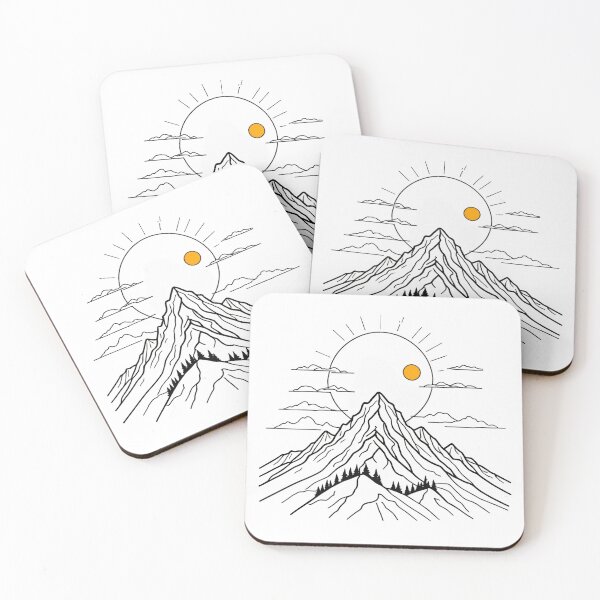 Item preview, Continuous Line Mountain Range with Sun Party Hat Celebration – Minimalist nature gift designed and sold by michallechowicz.