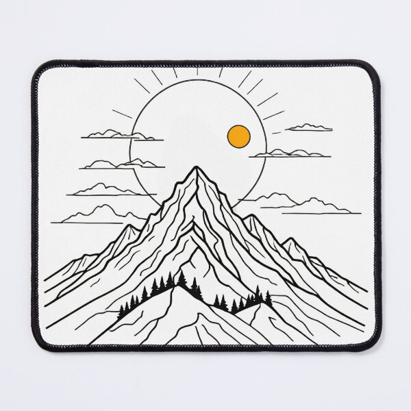 Item preview, Continuous Line Mountain Range with Sun Party Hat Celebration – Minimalist nature gift designed and sold by michallechowicz.