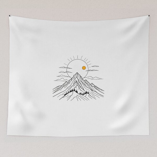 Item preview, Continuous Line Mountain Range with Sun Party Hat Celebration – Minimalist nature gift designed and sold by michallechowicz.
