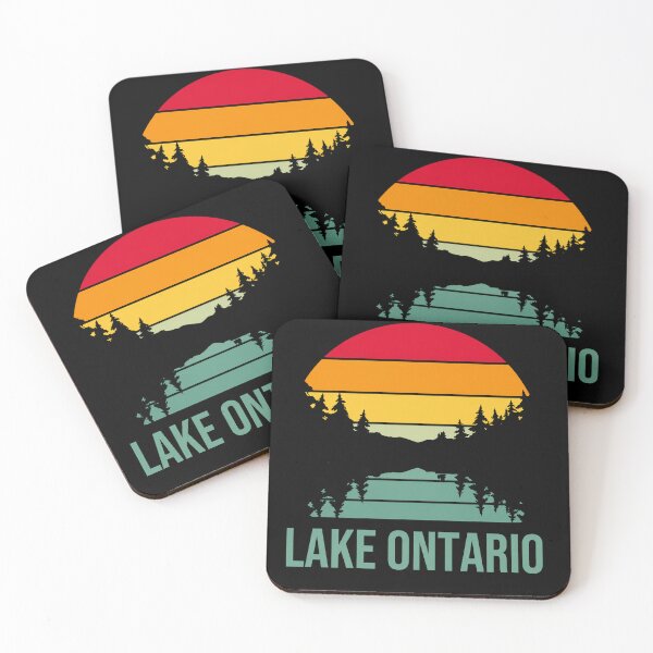 Item preview, Lake Ontario Retro Sunset Pine Forest Great Lakes Vintage Design designed and sold by Abigaildixon92.