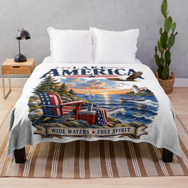 Item preview, Lake America USA Vintage Patriotic, Lake Ontario, Loon Lighthouse, Great Lakes Canada Wildlife, Ontario Souvenirs, Canadian Nature Lover designed and sold by EllyDinico.