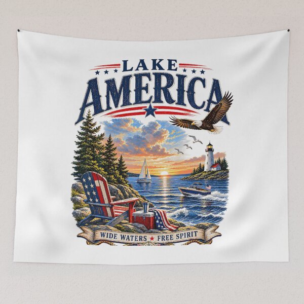 Item preview, Lake America USA Vintage Patriotic, Lake Ontario, Loon Lighthouse, Great Lakes Canada Wildlife, Ontario Souvenirs, Canadian Nature Lover designed and sold by EllyDinico.