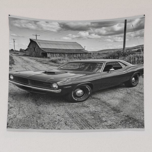 Item preview, Monochrome Vintage Plymouth Barracuda on Country Road designed and sold by Solomon-Ent-144.