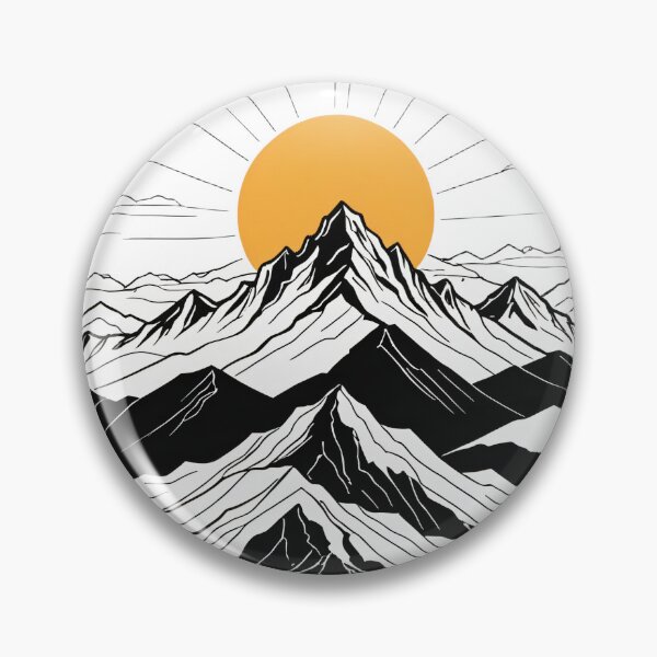 Artikelvorschau, Bergkette mit Sonne, Strichzeichnung Spritzer Bewegungseffekt – Geschenk minimalistische natur entworfen und verkauft von michallechowicz.