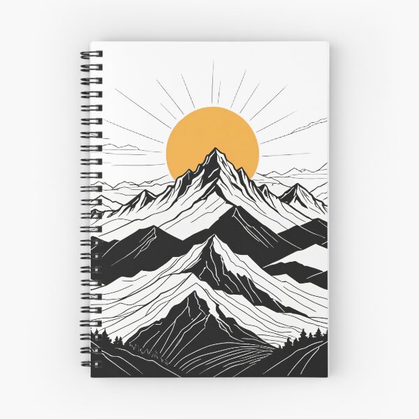 Item preview, Continuous Line Mountain Range with Sun Splash Motion Effect – Minimalist nature gift designed and sold by michallechowicz.