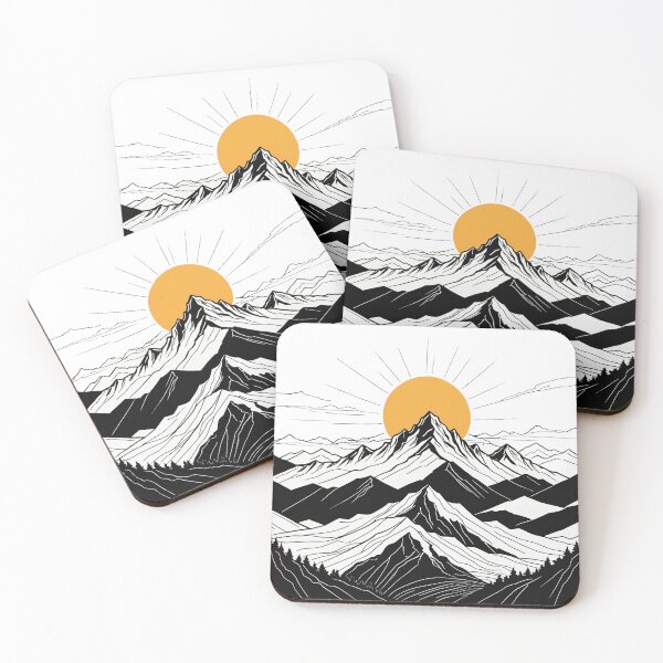 Item preview, Continuous Line Mountain Range with Sun Splash Motion Effect – Minimalist nature gift designed and sold by michallechowicz.