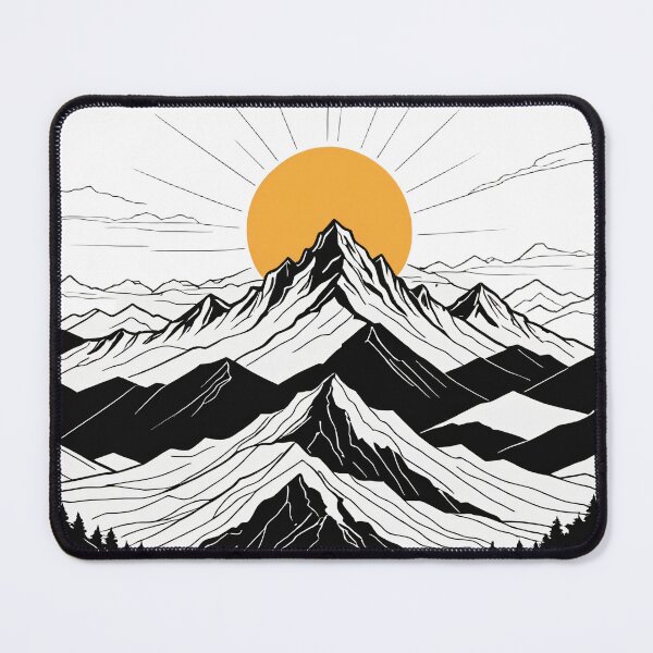 Item preview, Continuous Line Mountain Range with Sun Splash Motion Effect – Minimalist nature gift designed and sold by michallechowicz.