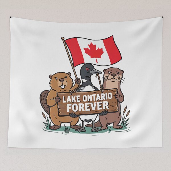 Item preview, Lake Ontario Forever Animals Flag Canadian designed and sold by EllyDinico.