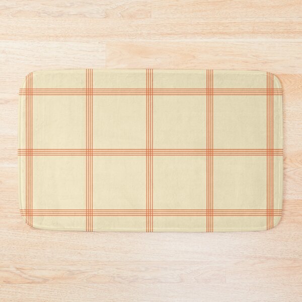 Item preview, Scandinavian Farmhouse Ticking Plaid in Cream + Orange designed and sold by YesterdayColl.
