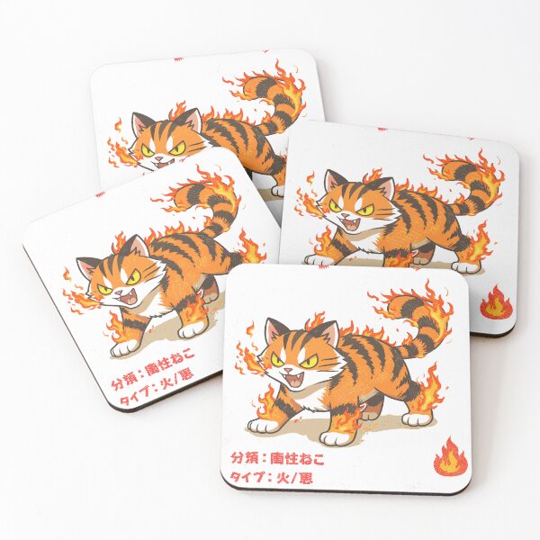 Item preview, Japanese Fire Cat Monster Poster designed and sold by Matinez Pink.