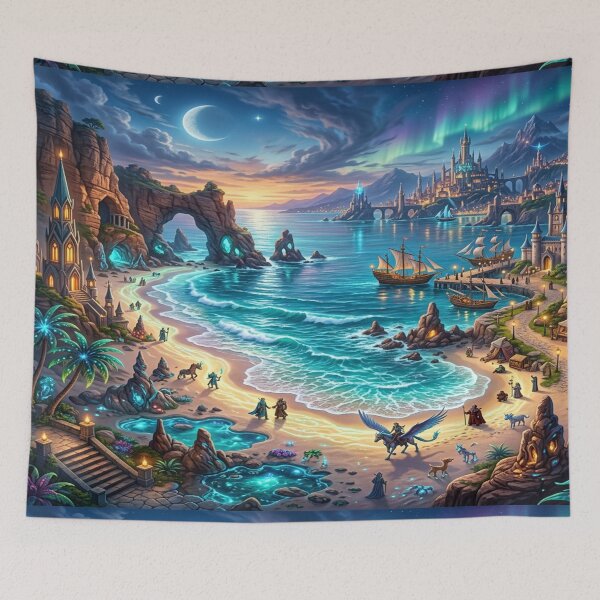 Item preview, A magical fantasy harbor at twilight designed and sold by Solomon-Ent-144.
