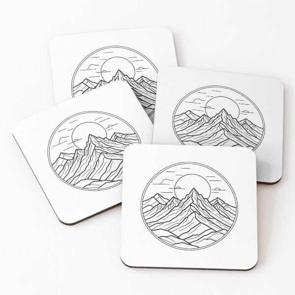 Item preview, Continuous Line Mountain Range with Sun Circular Badge Emblem – Minimalist nature gift designed and sold by michallechowicz.