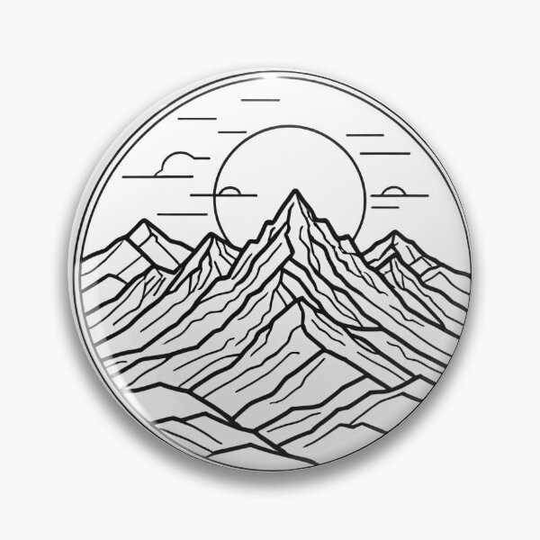 Item preview, Continuous Line Mountain Range with Sun Circular Badge Emblem – Minimalist nature gift designed and sold by michallechowicz.