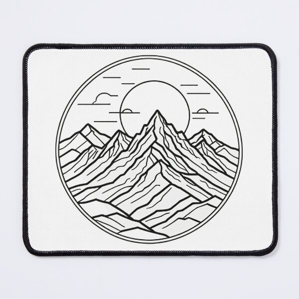 Item preview, Continuous Line Mountain Range with Sun Circular Badge Emblem – Minimalist nature gift designed and sold by michallechowicz.