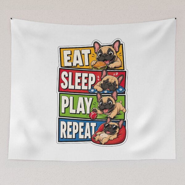 Item preview, Funny French Bulldog, Eat Sleep Play Repeat designed and sold by graphic-genie.