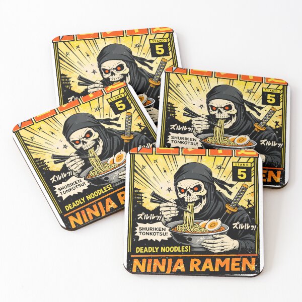 Item preview, Ninja Ramen Skeleton Noodle Stand Poster designed and sold by Matinez Pink.