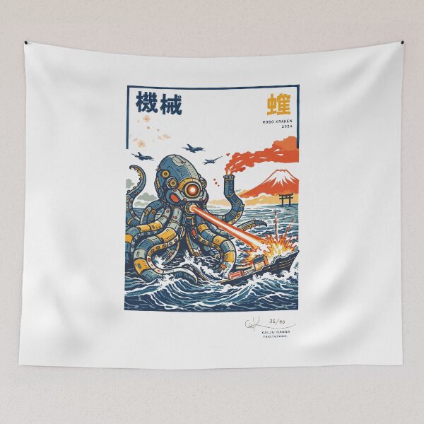 Item preview, Robo Kraken Mecha Octopus Kaiju Poster designed and sold by Matinez Pink.