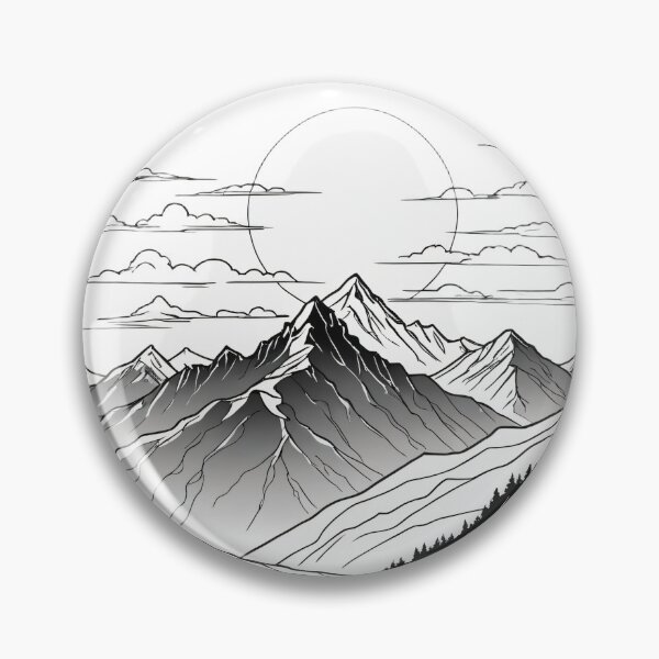Item preview, Continuous Line Mountain Range with Sun Hand-Drawn Sketch Style – Minimalist nature gift designed and sold by michallechowicz.