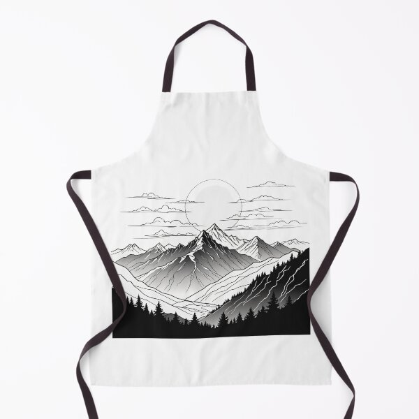 Item preview, Continuous Line Mountain Range with Sun Hand-Drawn Sketch Style – Minimalist nature gift designed and sold by michallechowicz.