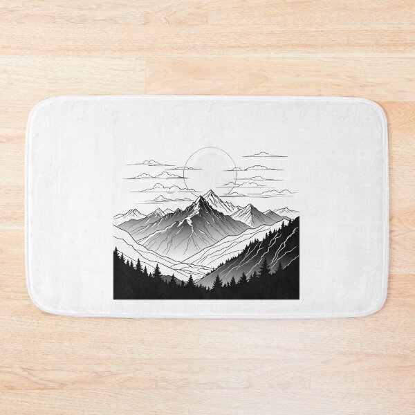 Item preview, Continuous Line Mountain Range with Sun Hand-Drawn Sketch Style – Minimalist nature gift designed and sold by michallechowicz.