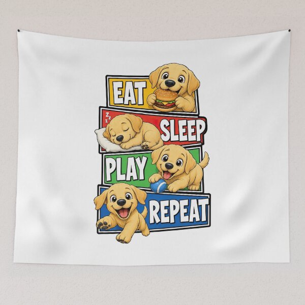Item preview, Funny Golden Retriever, Eat Sleep Play Repeat Golden Retriever Cute Dog Lover designed and sold by graphic-genie.