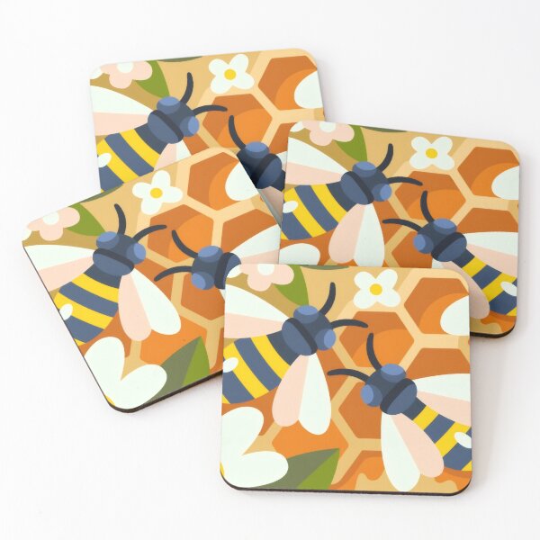 Item preview, Honeybees and Honeycomb Vector Art - Flat Geometric Floral Print designed and sold by Billy Morfo™.