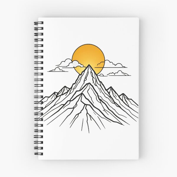 Item preview, Continuous Line Mountain Range with Sun Chrome Metallic 3D – Minimalist nature gift designed and sold by michallechowicz.
