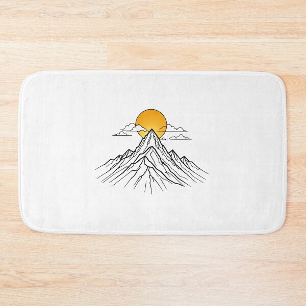 Item preview, Continuous Line Mountain Range with Sun Chrome Metallic 3D – Minimalist nature gift designed and sold by michallechowicz.