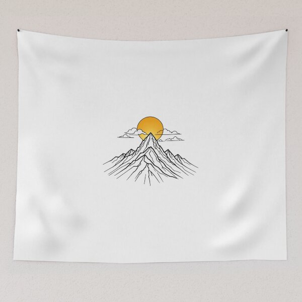 Item preview, Continuous Line Mountain Range with Sun Chrome Metallic 3D – Minimalist nature gift designed and sold by michallechowicz.