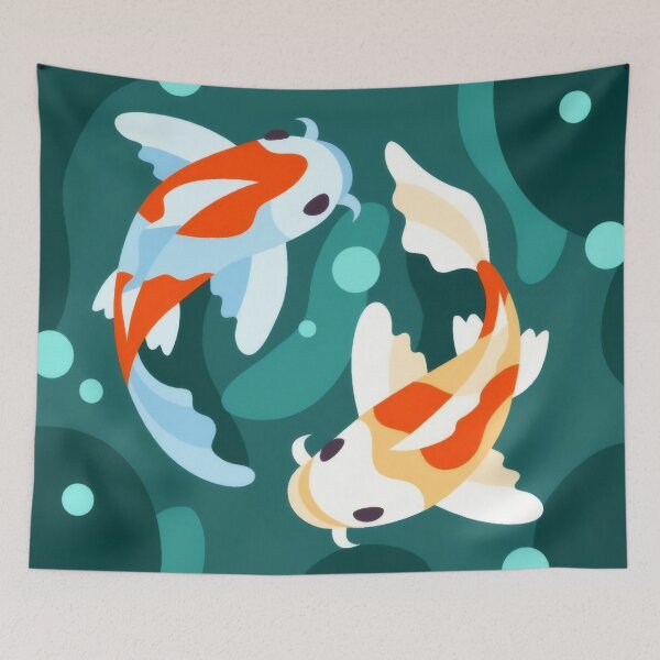 Item preview, Twin Koi Fish Yin Yang - Japanese Flat Vector Art Print designed and sold by Billy Morfo™.