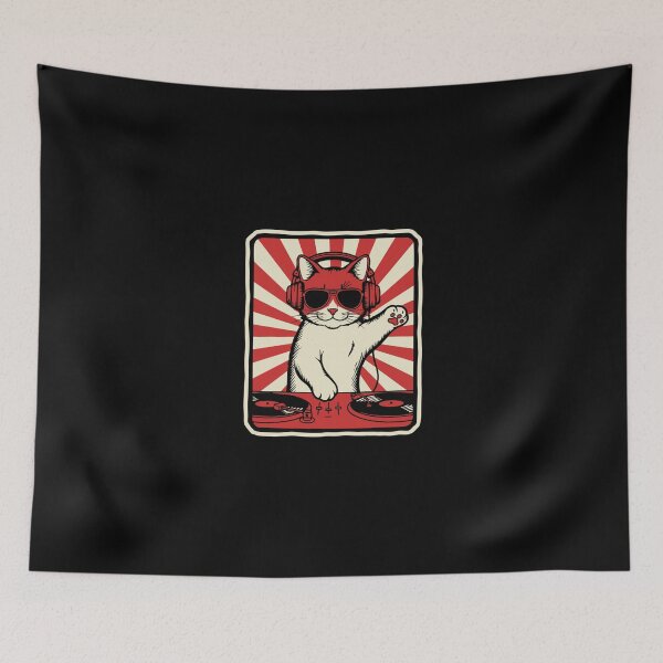 Item preview, Cat DJ Music Lover Headphones Turntable Feline Disc Jockey designed and sold by PopStars1993.